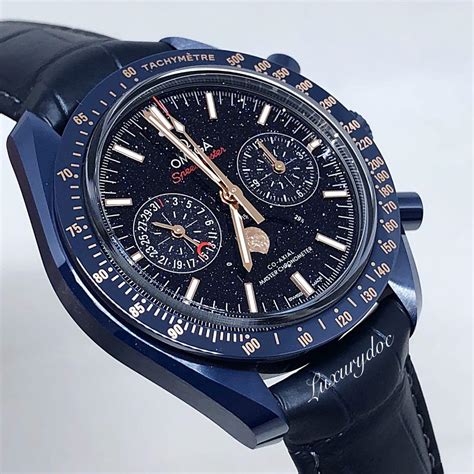 blue omega speedmaster moonwatch|omega moonphase watch price.